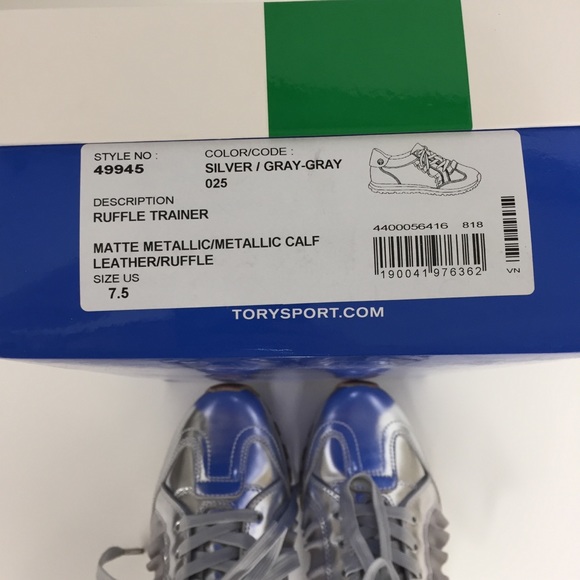 TORY BURCH SPORT NWOT Silver Trainer Size 7.5 - Picture 2 of 8
